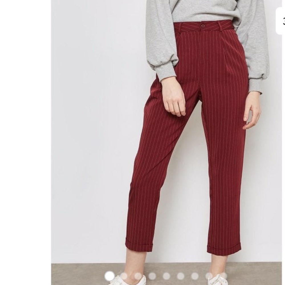 Forever 21 Pinstripe maroon pants